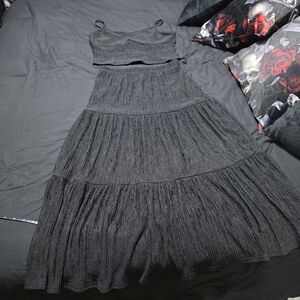 Black Charcoal Maxi Skirt and cami top set